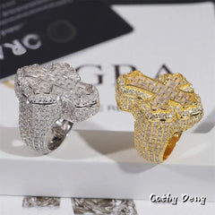 GL Cross Moissanite 925 Sterling Silver Hip Hop Ring