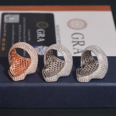 GL Hiphop Cross Iced Out Baguette Moissanite Diamond Ring