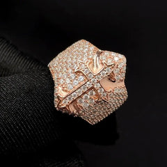 GL Iced Out Gothic Tupac Cross Moissanite Diamond Ring
