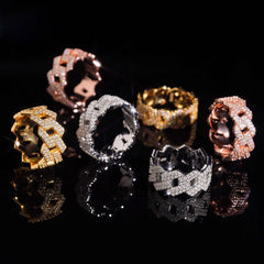 GL 2 Rows Cuban Link Moissanite Diamond Ring