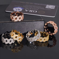 GL 2 Rows Cuban Link Moissanite Diamond Ring