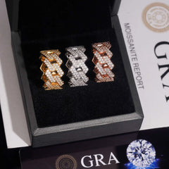 GL 2 Rows Cuban Link Moissanite Diamond Ring