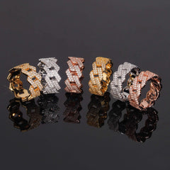 GL 2 Rows Cuban Link Moissanite Diamond Ring