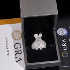 GL 925 Silver inlaid Moissanite Money Bag Hiphop Ring