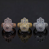 GL Square Palm Hip Hop Ring 925 Silver inlaid Moissanite Men's and Women's Ring