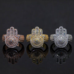 GL Square Palm Hip Hop Ring 925 Silver inlaid Moissanite Men's and Women's Ring