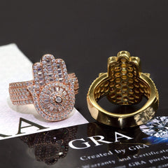 GL Square Palm Hip Hop Ring 925 Silver inlaid Moissanite Men's and Women's Ring