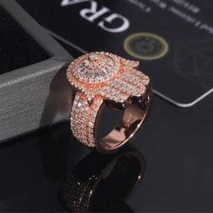 GL Square Palm Hip Hop Ring 925 Silver inlaid Moissanite Men's and Women's Ring