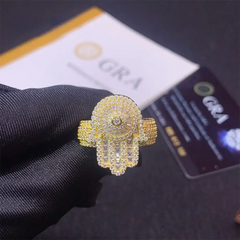 GL Square Palm Hip Hop Ring 925 Silver inlaid Moissanite Men's and Women's Ring