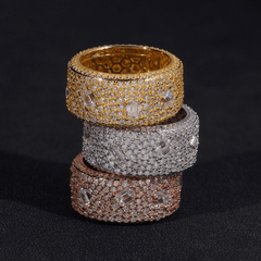 GL Mosaic Round Mix Baguette Diamonds Man's Hip Hop Ring