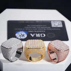 GL luxury Iced Out Square Casting VVS Moissanite Ring