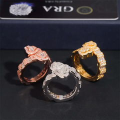 GL Heart Shaped Ends Baguette Coiled Moissanite Diamond Band Ring