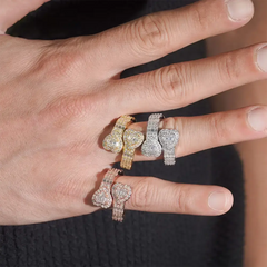 GL Heart Shaped Ends Baguette Coiled Moissanite Diamond Band Ring