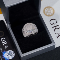 GL Iced Out WS Moissanite Baguette Ring For Men Hip Hop 925 Silver