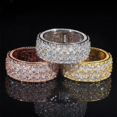 GL Round Cut Moissanite Men's Cluster Engagement Band Ring