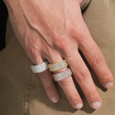 GL Round Cut Moissanite Men's Cluster Engagement Band Ring