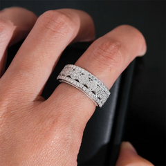 GL Iced Out Round cut Eternity Band Moissanite Ring