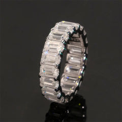 GL Emerald cut Moissanite Diamonds Eternity Bands Ring