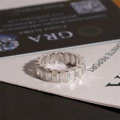 GL Emerald cut Moissanite Diamonds Eternity Bands Ring