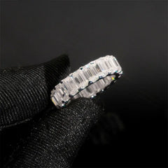 GL Emerald cut Moissanite Diamonds Eternity Bands Ring