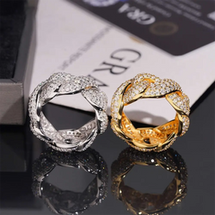 GL Iced Out Cuban Chain Hip Hop Band Ring