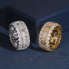 GL Emerald Cut Moissanite Diamond Ring Band For Men