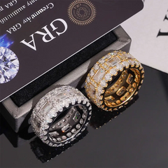 GL Emerald Cut Moissanite Diamond Ring Band For Men