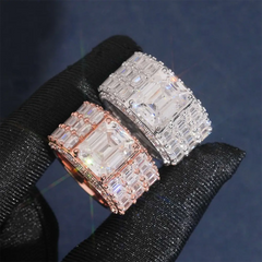 GL Three Row Emerald VVS Moissanite Ring