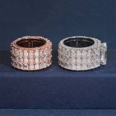 GL Three Row Emerald VVS Moissanite Ring