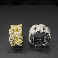 GL Iced Out Moissanite Mens Cuban Ring