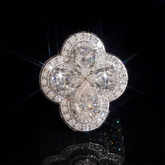GL Pear Cut Four Leaf Clover Moissanite Diamond Ring