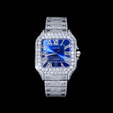 Blue Dial Iced Out Moissanite Watch – Luxury Bling Hip-Hop Wristwear