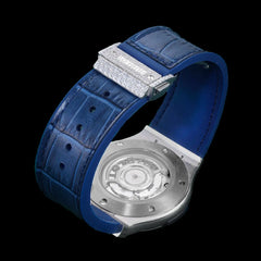 Blue Dial Moissanite Watch – Premium Leather Strap Urban Luxury Style