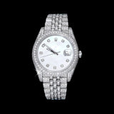 White Dial Iced Out Moissanite Watch – Pavé Bracelet Hip-Hop Bling Design