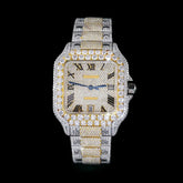 Two-Tone Roman Dial Iced Out Moissanite Watch – Pavé Luxury Hip-Hop Edition