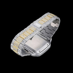 Two-Tone Roman Dial Iced Out Moissanite Watch – Pavé Luxury Hip-Hop Edition