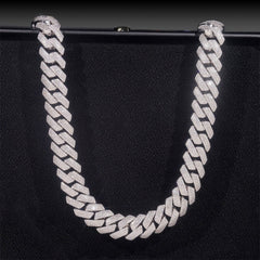 GL 15mm 4 Rows Cuban Link Chain Hiphop Iced Out 5A+ Diamond 14K Gold Plated