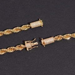 GL 6mm Stainless Steel Silver Moissanite Clasp Diamond Rope Chain