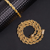 GL 6mm Stainless Steel Silver Moissanite Clasp Diamond Rope Chain