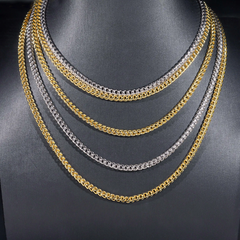 4MM Stainless Steel Cuban Chain With VVS Moissanite Box Clasp