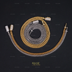 4MM Stainless Steel Cuban Chain With VVS Moissanite Box Clasp