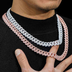 GL 13mm 925 Sterling Silver Zircon Cuban Chain