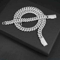 GL 13mm 925 Sterling Silver Zircon Cuban Chain