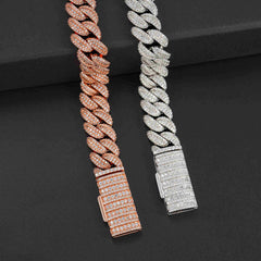 GL 13mm 925 Sterling Silver Zircon Cuban Chain