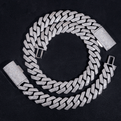 GL 20mm 4 Rows Cuban Link Chain Hiphop Iced Out 5A+ Diamond 14K Gold Plated