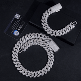 GL 20mm 4 Rows Cuban Link Chain Hiphop Iced Out 5A+ Diamond 14K Gold Plated