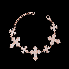 GL S925 Moissanite Diamond Pave Royal Cross Link Bracelet