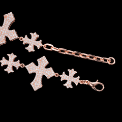 GL S925 Moissanite Diamond Pave Royal Cross Link Bracelet