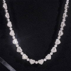 8.5MM Heart Shaped VVS Moissanite Chain Necklace