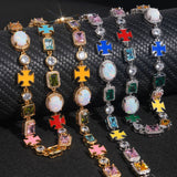 GL 5A Colored Zircon Combination White Opal Sparkling Necklace